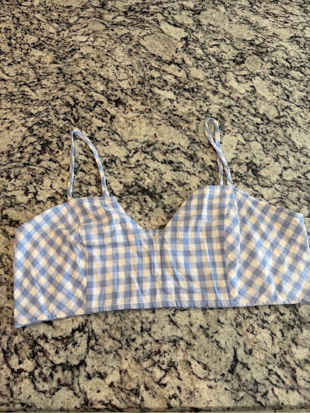 ASOS Blue and White Gingham Crop Cami Top US 12